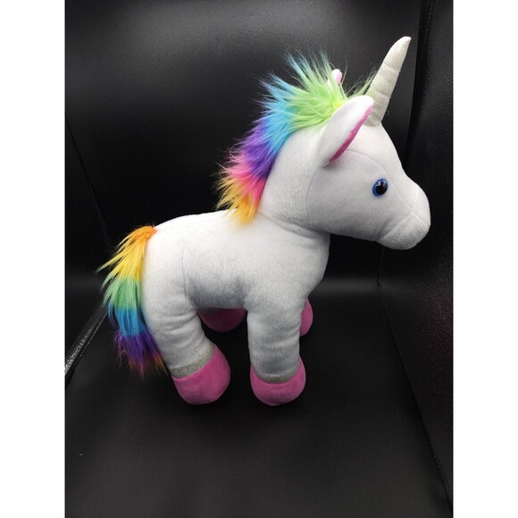 Build A Bear BABW Neon Rainbow Unicorn Plush Stuffy 2017 Stuffed Animal - Picture 3 of 6